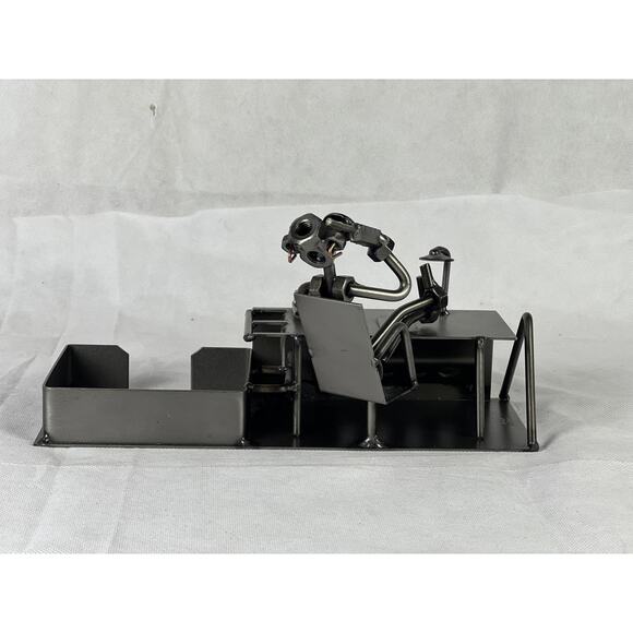 Hinz & Kunst Design Welded Metal Art Writing Desk Sculpture Nuts Bolts Work Book - Picture 11 of 15